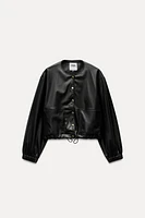 FAUX LEATHER CROP JACKET