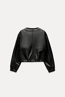 FAUX LEATHER CROP JACKET