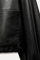 FAUX LEATHER CROP JACKET