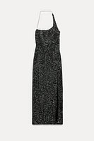 ASYMMETRIC SEQUIN DRESS