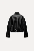 FAUX LEATHER HIGH COLLAR JACKET