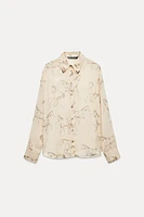 SEMI-SHEER ANIMALS PRINT SHIRT