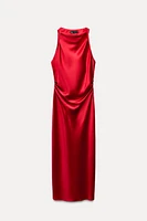 SATIN EFFECT MIDI DRESS