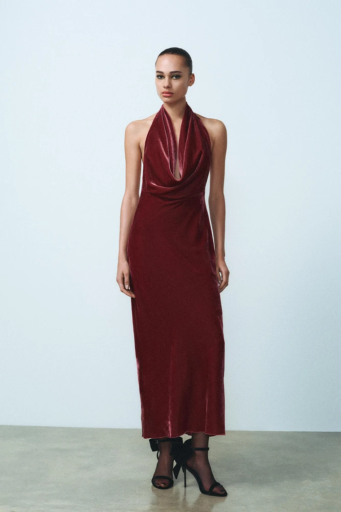 OPEN BACK VELVET DRESS