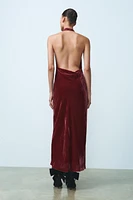 OPEN BACK VELVET DRESS