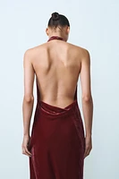 OPEN BACK VELVET DRESS