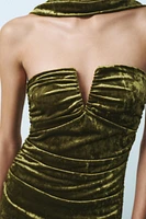 STRAPLESS VELVET DRESS