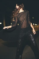 FLARED SEQUIN LEGGINGS