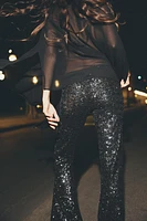 FLARED SEQUIN LEGGINGS