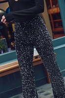 SEQUIN VELVET FLARED LEGGINGS