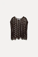 BEADED OPEN KNIT TOP