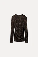 FINE KNIT ANIMAL PRINT JACQUARD TOP