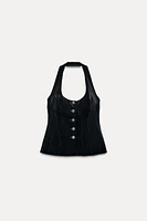 JEWEL BUTTON VELVET VEST