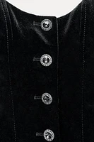 JEWEL BUTTON VELVET VEST