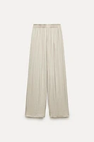 SATIN EFFECT ELASTIC WAIST PANTS