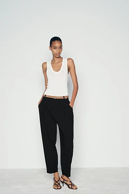 PLEATED PANTS WITH BELT