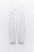 LINEN BLEND PLEATED PANTS