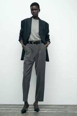 BELTED TAPERED PANTS