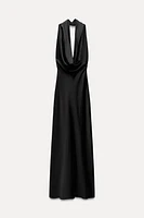 SATIN EFFECT OPEN BACK MIDI DRESS