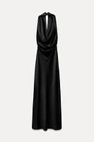 SATIN EFFECT OPEN BACK MIDI DRESS