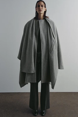 ALPACA BLEND CAPE COAT WITH SCARF ZW COLLECTION