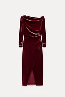 VELVET MIDI DRESS