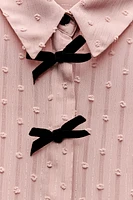 DOTTED MESH BOW SHIRT