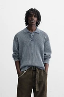 WASHED KNIT POLO SHIRT