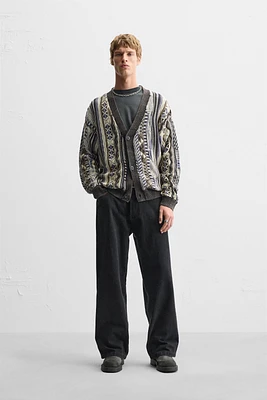 ABSTRACT JACQUARD CARDIGAN