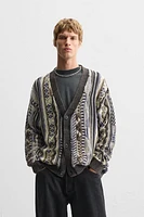 ABSTRACT JACQUARD CARDIGAN