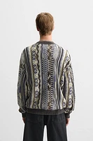 ABSTRACT JACQUARD CARDIGAN