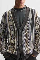 ABSTRACT JACQUARD CARDIGAN