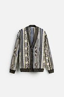 ABSTRACT JACQUARD CARDIGAN