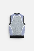 EMBROIDERED TEXTURED KNIT VEST