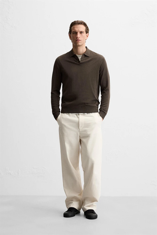 COTTON - SILK BLEND KNIT POLO