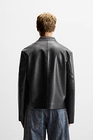 FAUX EMBOSSED LEATHER OVERSHIRT