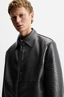 FAUX EMBOSSED LEATHER OVERSHIRT