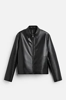 FAUX EMBOSSED LEATHER OVERSHIRT