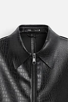 FAUX EMBOSSED LEATHER OVERSHIRT