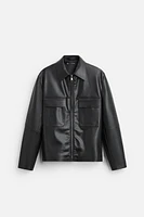 FAUX LEATHER OVERSHIRT