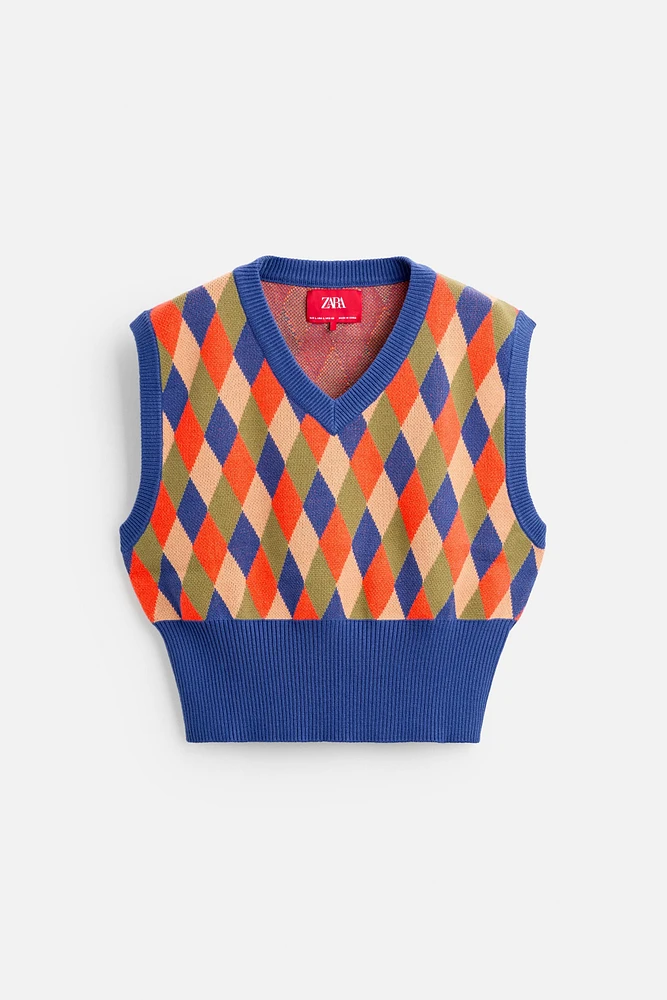 ARGYLE KNIT VEST X HARRY LAMBERT