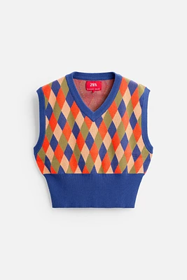 ARGYLE KNIT VEST X HARRY LAMBERT