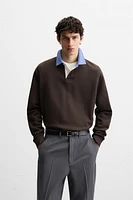 COMBINATION QUARTER ZIP POLO SWEATSHIRT