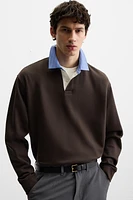 COMBINATION QUARTER ZIP POLO SWEATSHIRT