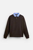 COMBINATION QUARTER ZIP POLO SWEATSHIRT