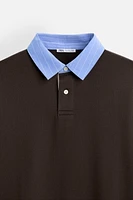 COMBINATION QUARTER ZIP POLO SWEATSHIRT