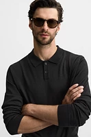 MERINO WOOL KNIT POLO SHIRT