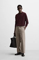 BELTED TEXTURED PANTS