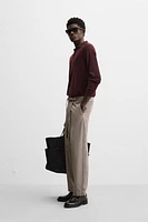 BELTED TEXTURED PANTS