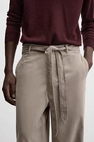 BELTED TEXTURED PANTS